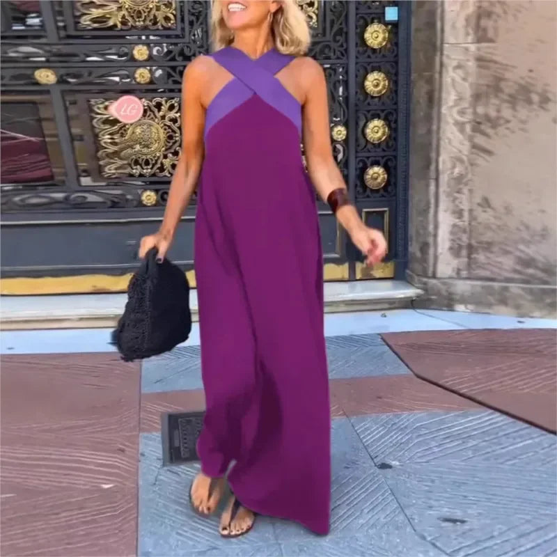 Vestido Blush Belle™ com Alças Cruzadas e Caimento Solto / O Minimalismo Ousado que Envolve com Elegância!