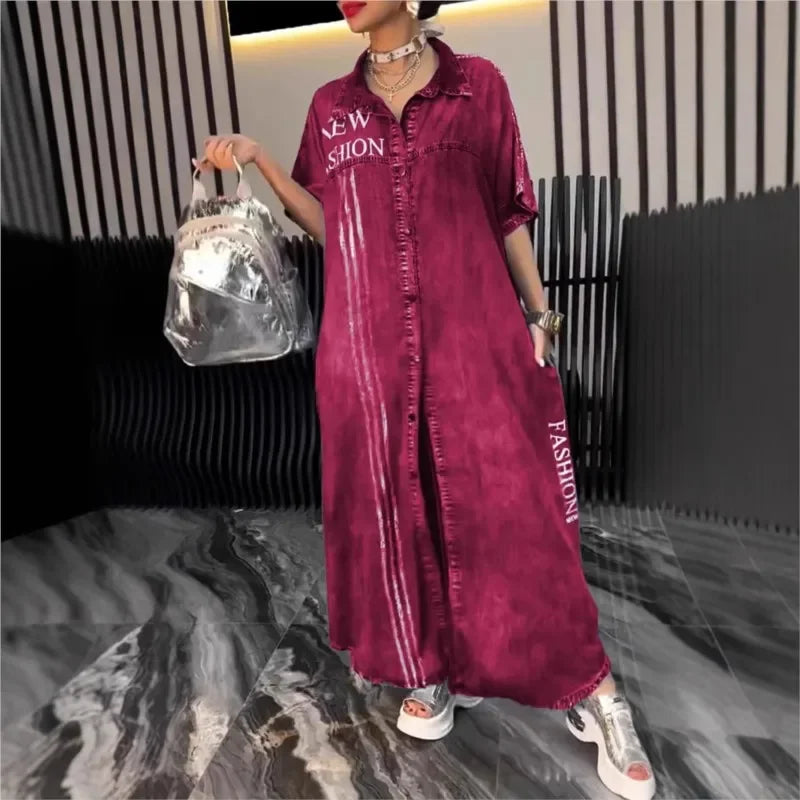 Vestido New York™ em Jeans com Lavagem Premium e Design Oversized / Para Mulheres que Desafiam o Básico e Impõem Seu Estilo!