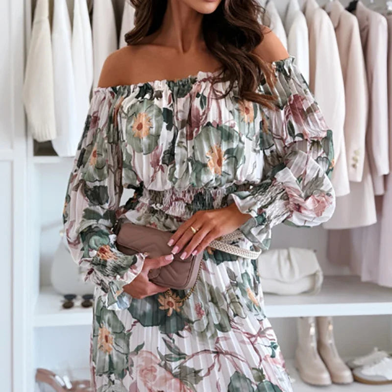 Conjunto Flora di Napoli™ com Blusa Ombro a Ombro e Saia Esvoaçante / Um Romance Boho com Sofisticação Natural!