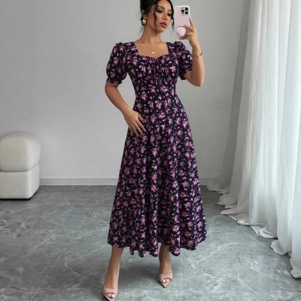 Vestido Camponesa Europeia™ em Algodão com Corte Evasê / Um Toque de Encanto para Iluminar Seus Dias e Noites!