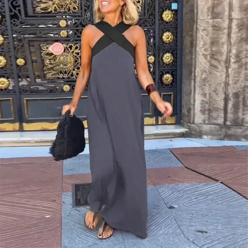 Vestido Blush Belle™ com Alças Cruzadas e Caimento Solto / O Minimalismo Ousado que Envolve com Elegância!