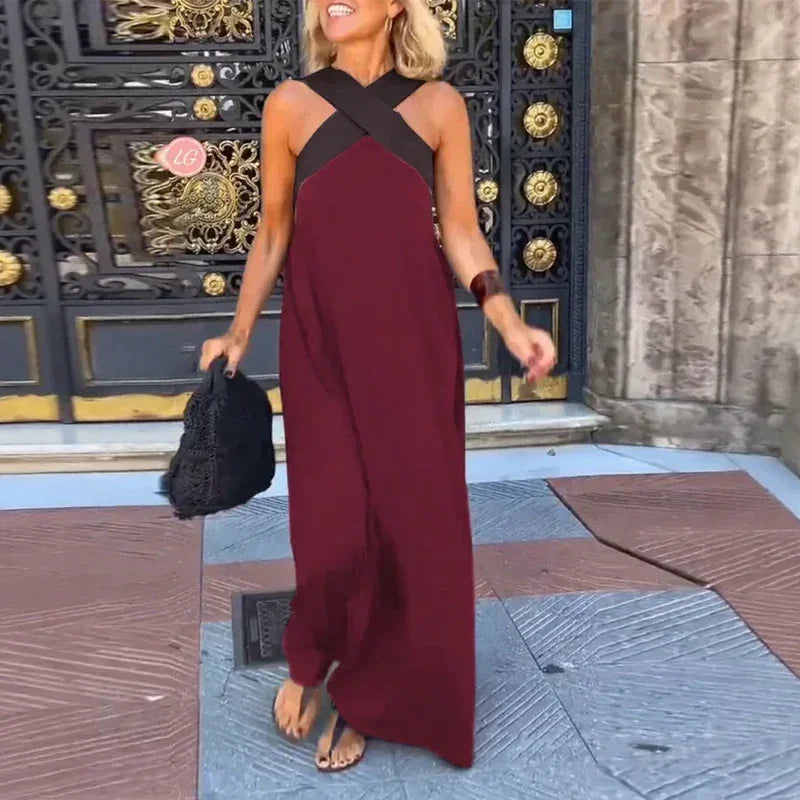 Vestido Blush Belle™ com Alças Cruzadas e Caimento Solto / O Minimalismo Ousado que Envolve com Elegância!