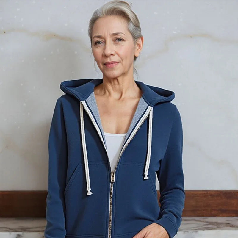 Casaco Longo Lunna™ em Moletom com Capuz Aconchegante/ Estilo Casual Chique para Todos os Momentos.