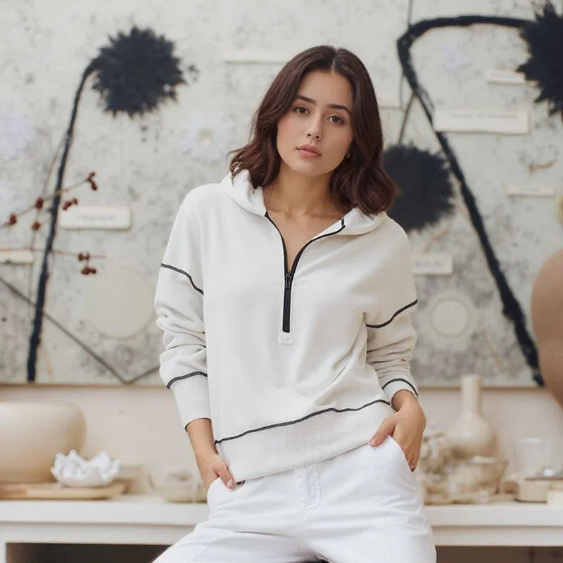 Moletom Cropped Kendall™ em Moletom Premium com Zíper Frontal / O Casual Esportivo que Nunca Sai de Moda!