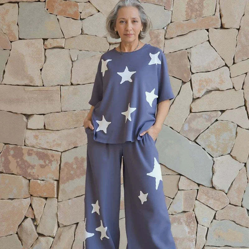 Conjunto Estrelato™ Em Mescla De Viscose e Algodão / Conforto Despojado com Toque Fashion e Estilo Atemporal!