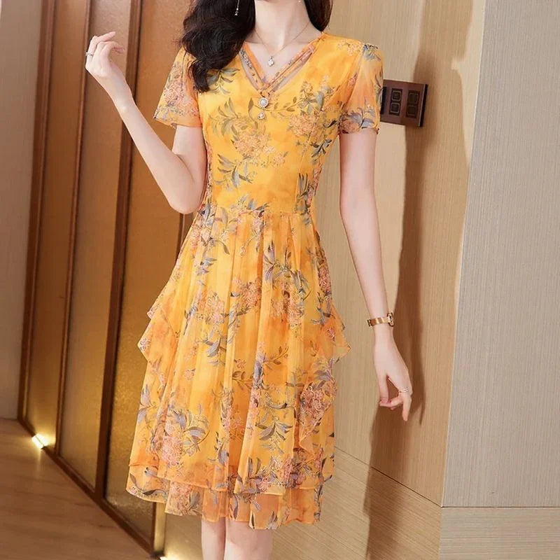 Vestido Bellevoile™ em Popelina Floral com Movimento Leve / A Delicadeza Rara que Brilha em Qualquer Estação!