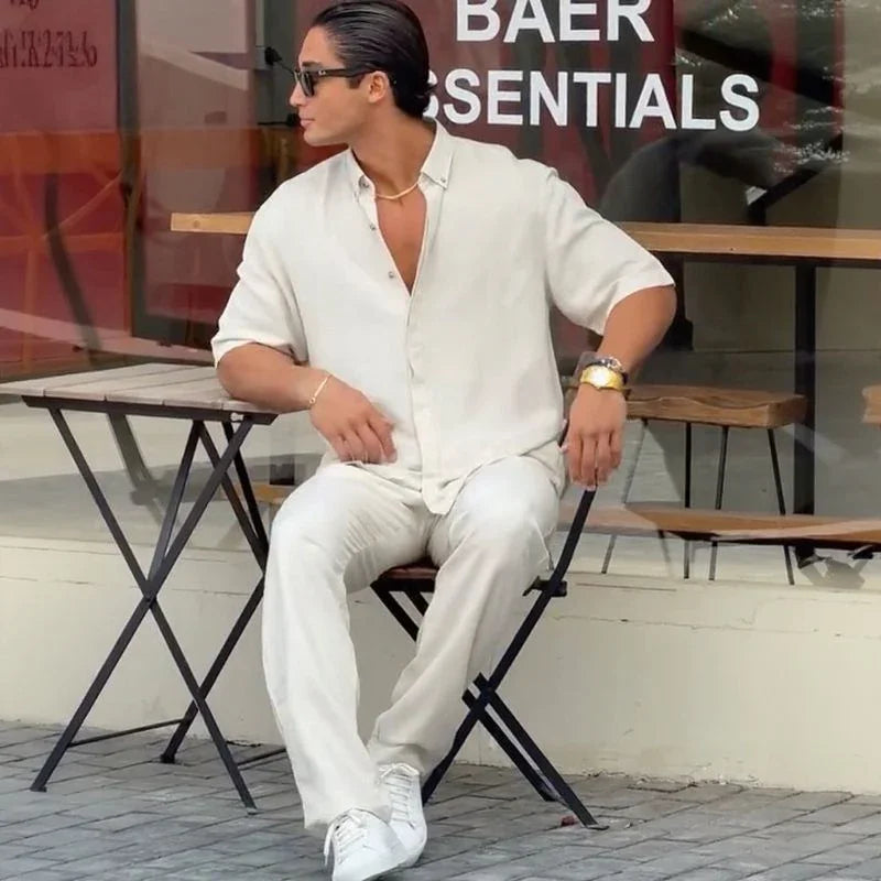 Conjunto Capri Uomo™ em Tecido Inteligente com Design Minimalista / O Luxo Europeu Mediterrâneo para o Verão 2025-2026