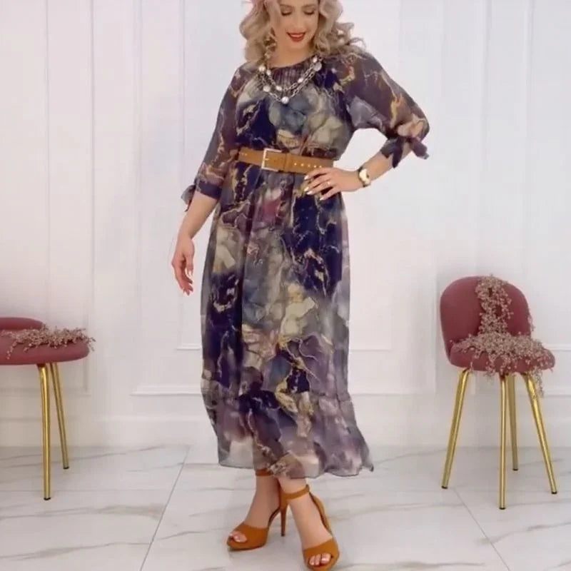 Vestido Giardino™ com Estampa Botânica em Tecido Fluido / O Encanto dos Jardins Eternos no Seu Estilo!