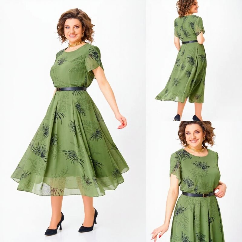 Vestido Sintra™ com Modelagem Mídi, Saia Evasê e Cinto de Brinde / Aura Mística e Elegante para Mulheres Poderosas!