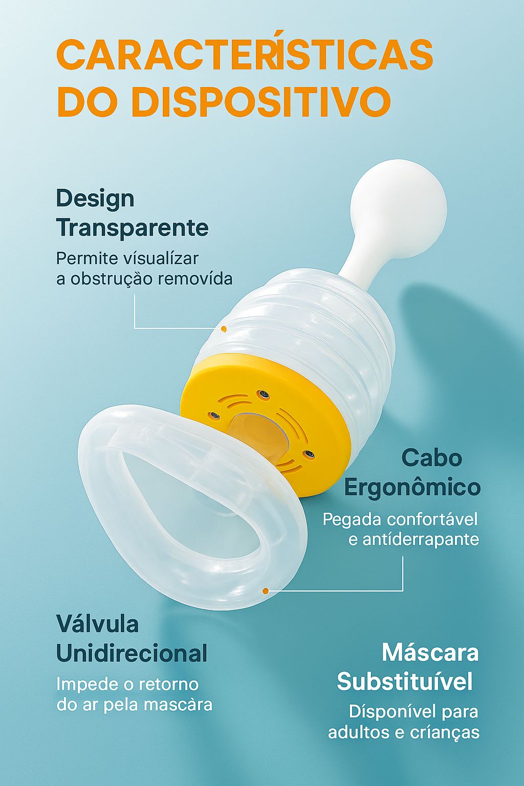 Máscara de Resgate Anti-Sufocamento com Bomba de Pressão / Praticidade e Segurança ao Seu Alcance!