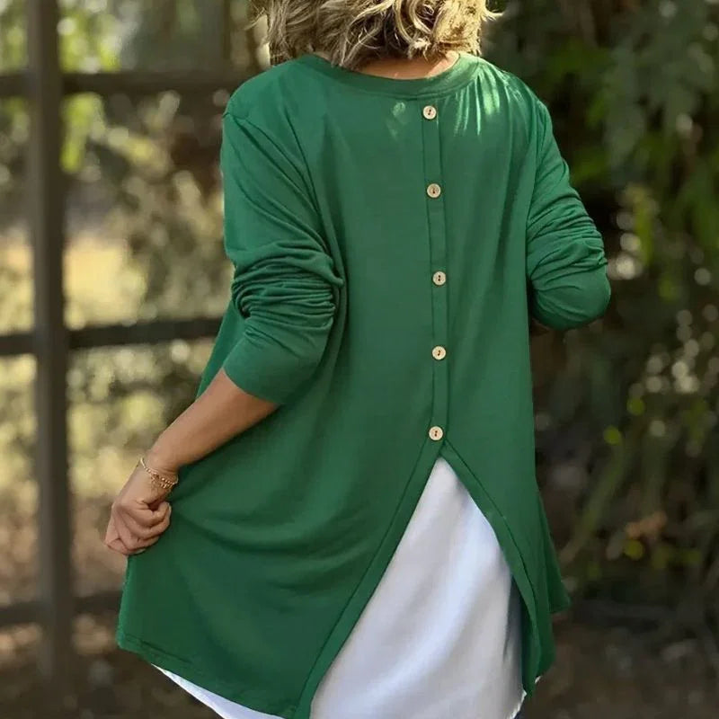 Blusa Avelina™ em Malha Moletinho com Efeito em Camadas / Conforto Sofisticado e Estilo Sofisticado em Uma Só Peça!