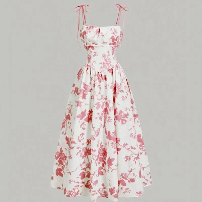 Vestido Violetta™ com Estampa Floral e Saia Ampla Confortável / Sofisticação Atemporal e Liberdade para Mulheres de Reais!