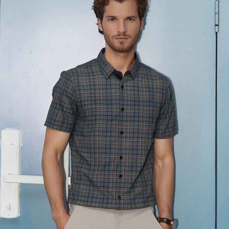 Camisa Xadrez Dorian™ em Seda Gelada Antissuor / Conforto Atemporal com Presença Marcante!