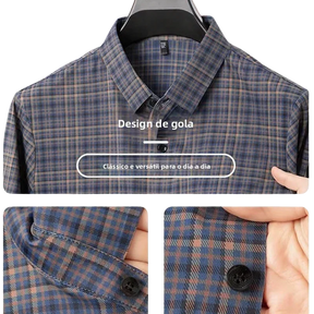 Camisa Xadrez Dorian™ em Seda Gelada Antissuor / Conforto Atemporal com Presença Marcante!