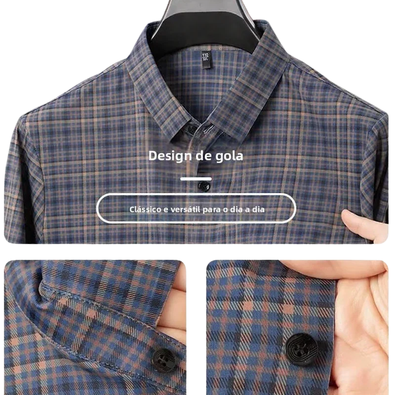 Camisa Xadrez Dorian™ em Seda Gelada Antissuor / Conforto Atemporal com Presença Marcante!