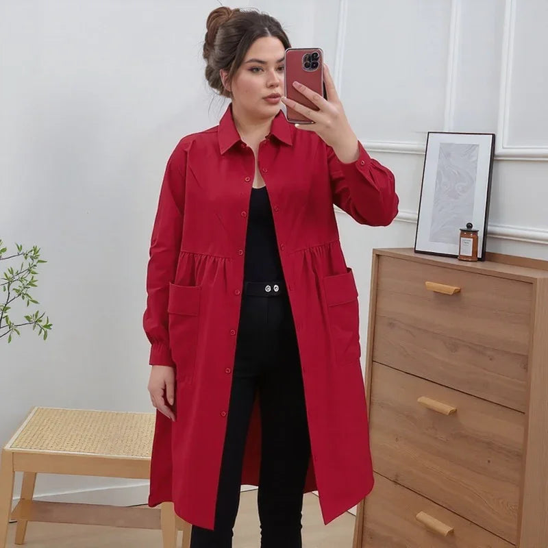 Casaco Maelis™ em Sarja Impermeável com Corte Chemise e Bolsos Frontais / Para Mulheres que Valorizam o Essencial com Estilo