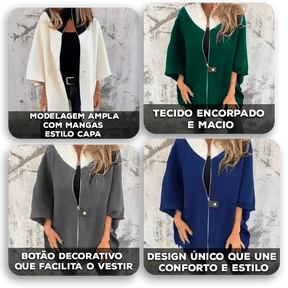 Casaco Georgia Flair™ com Gola Contrastante e Modelagem Ampla / A Sofisticação Urbana em sua Versão Mais Autêntica!