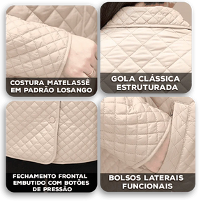 Jaqueta Diana™ em Matelassê com Algodão e Textura Acolchoada / Sofisticação e Leveza para o Seu Inverno Elegante!