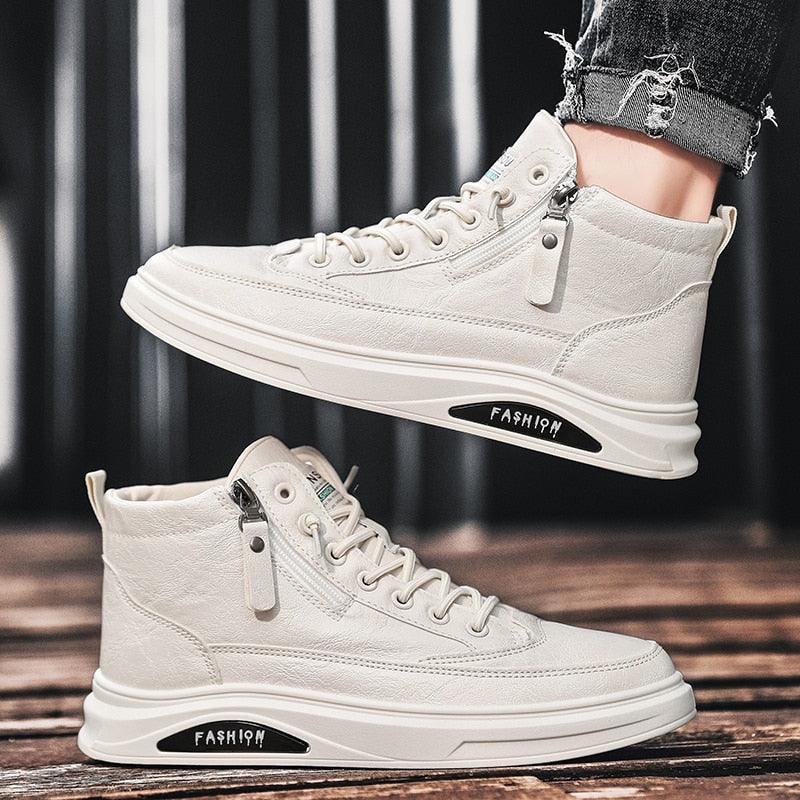 Tênis Masculino em Couro P.U - Fashion White /A escolha certa para quem quer se destacar!