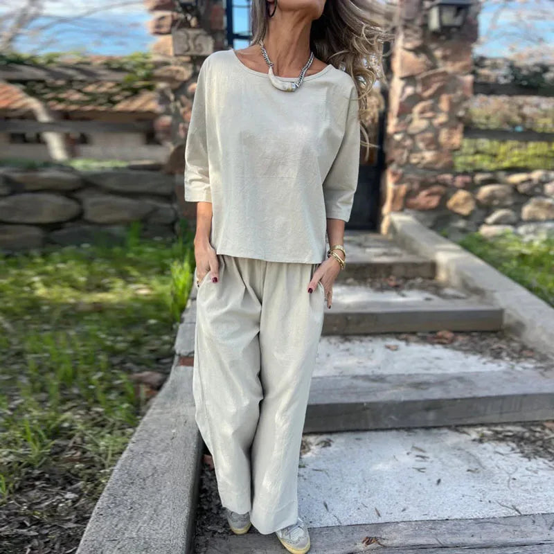 Conjunto Alma™ em Linho de Algodão com Design Minimalista / Para Mulheres que Não Abrem Mão do Conforto e Elegância!