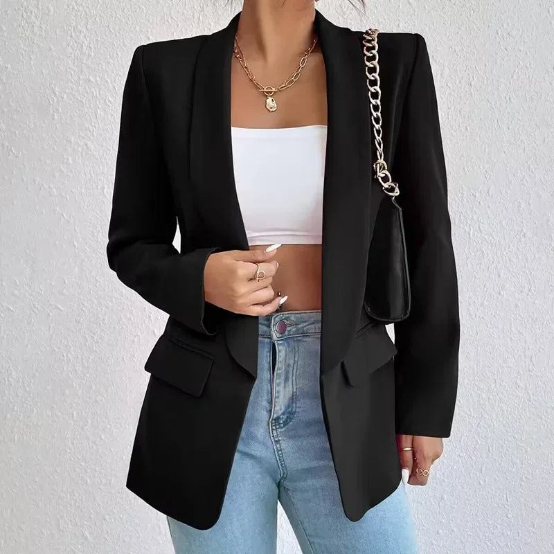 Blazer Amanda™ de Alfaiataria com Lapela Clássica / Do Casual ao Poder: A Peça que Eleva Qualquer Produção!