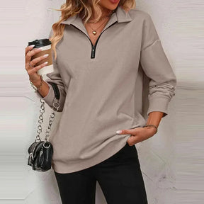 Blusa Olivia™ em Moletom Premium com Gola Alta e Zíper Frontal  / A Peça-Coringa que Vai com Tudo!