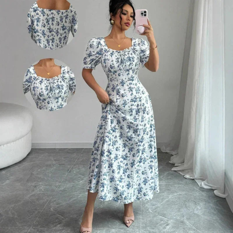 Vestido Camponesa Europeia™ em Algodão com Corte Evasê / Um Toque de Encanto para Iluminar Seus Dias e Noites!