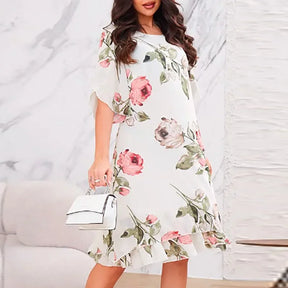 Vestido Di Fiore™ com Estampa Floral e Babado na Barra / Leveza e Romance em Cada Movimento!