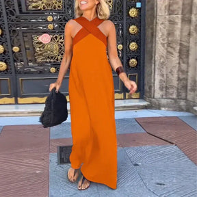 Vestido Blush Belle™ com Alças Cruzadas e Caimento Solto / O Minimalismo Ousado que Envolve com Elegância!