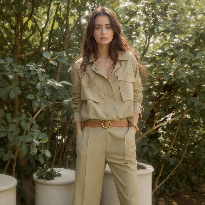 Conjunto Urban Tailor™ com Jaqueta Casual e Calça Cropped  / Alfaiataria Moderna com um Toque Casual para Todas Estações!