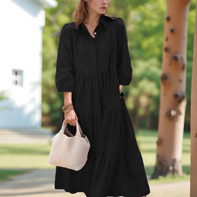 Vestido Margot™ em Algodão Premium com Saia em Camadas / Minimalismo Romântico que Nunca Sai de Moda!