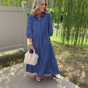 Vestido Margot™ em Algodão Premium com Saia em Camadas / Minimalismo Romântico que Nunca Sai de Moda!