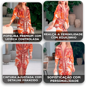 Vestido Amarantha™ em Popelina Suave com Design Marcante / Elegância Autêntica para Brilhar com Naturalidade!