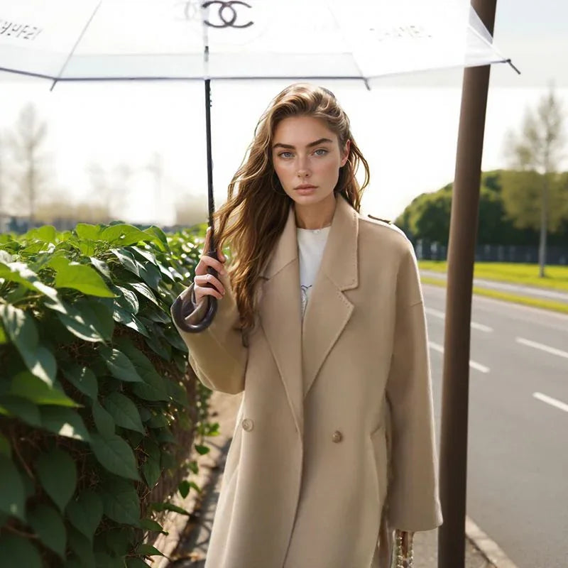 Casaco Noelle™ Estilo Sobretudo com Lapela Clássica / Elegância Minimalista e Aconchego para os Dias Frios