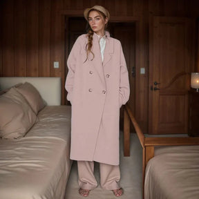 Casaco Noelle™ Estilo Sobretudo com Lapela Clássica / Elegância Minimalista e Aconchego para os Dias Frios