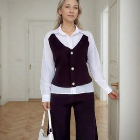 Conjunto Harmonie™ com Camisa Colete Estilo Alfaiataria e Calça Soltinha / A Combinação Ideal entre Sofisticação e Aconchego!