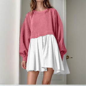 Vestido Fioreli™ com Saia Plissada e Mangas Longas Soltinhas / Conforto Despojado com Toque Feminino!