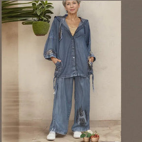 Conjunto Leona Grace™ em Jeans Lavado com Estampa Oncinha / Um Visual Selvagem, Sofisticado e Fora do Comum!