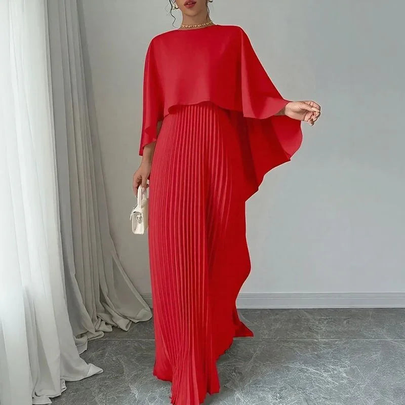 Vestido L'Opéra™ com Sobreposição Fluida e Plissado Delicado / Postura, Estilo e Refinamento em Uma Só Peça!