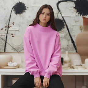 Moletom Aurora™ em Malha Premium com Gola Alta Estruturada / Conforto Minimalista com Toque de Sofisticação!