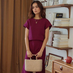 Conjunto de Blusa e Calça Novara™ com Tecido Texturizado e Design Moderno Versátil