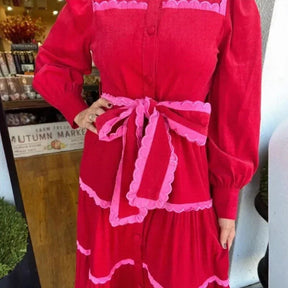 Vestido Walga™ Estilo Retrô Europeu em Veludo Cotelê/ O Charme Atemporal da Moda Alemã para Mulheres Únicas!