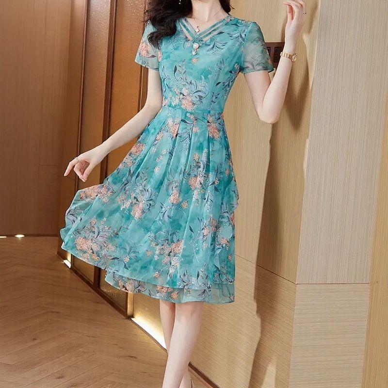 Vestido Bellevoile™ em Popelina Floral com Movimento Leve / A Delicadeza Rara que Brilha em Qualquer Estação!