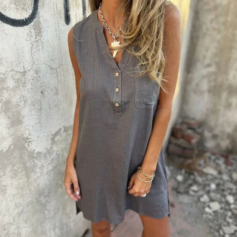 Vestido Mallorca™ em Linho de Algodão com Caimento Confortável / O Minimalismo em Forma de Estilo para Todas as Horas