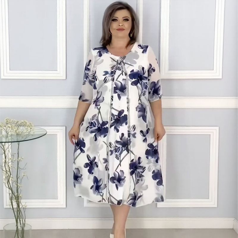 Vestido Magnolia Belle™ com Dupla Camada e Estampa Floral Aérea / Elegância Eterna em um Toque de Leveza e Movimento!