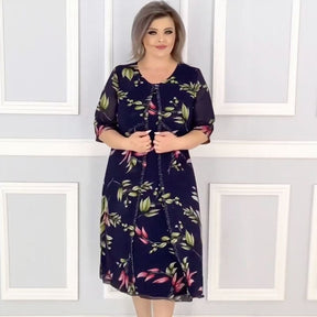 Vestido Magnolia Belle™ com Dupla Camada e Estampa Floral Aérea / Elegância Eterna em um Toque de Leveza e Movimento!