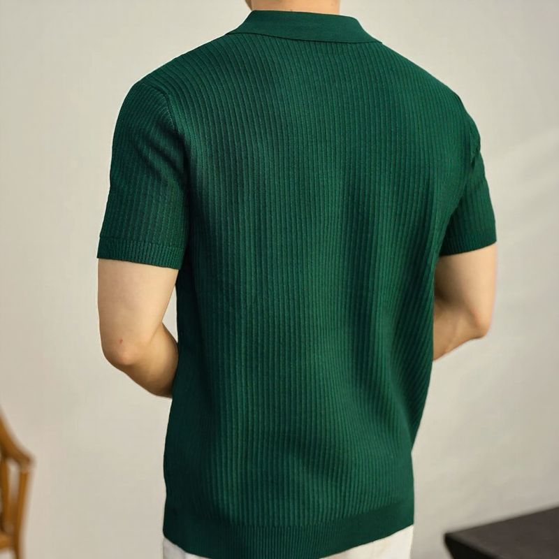 Polo Montclair™ com Zíper Minimalista e Efeito Texturizado / A Elegância Silenciosa do Estilo Old Money!