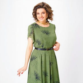 Vestido Sintra™ com Modelagem Mídi, Saia Evasê e Cinto de Brinde / Aura Mística e Elegante para Mulheres Poderosas!