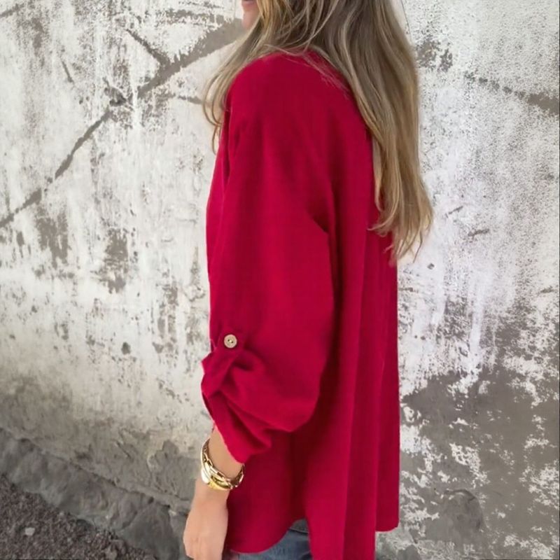 [COMPRE 1, LEVE 2] Blusa Magna™ Estilo Camisaria com Botão Único Chique / Minimalismo que se Destaca sem Esforço!