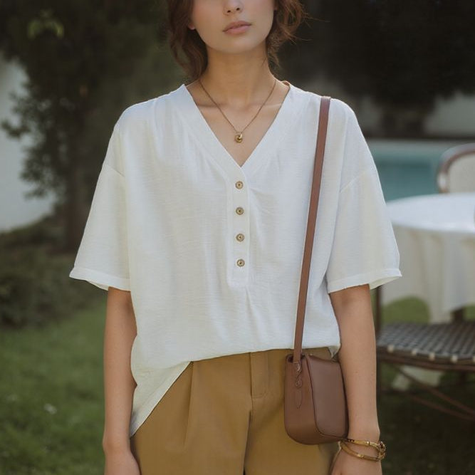 [COMPRE 1, LEVE 3] Blusinha Rafaella™ Em Linho de Algodão com Toque de Seda Fria / Frescor Instantâneo e Visual Minimalista!